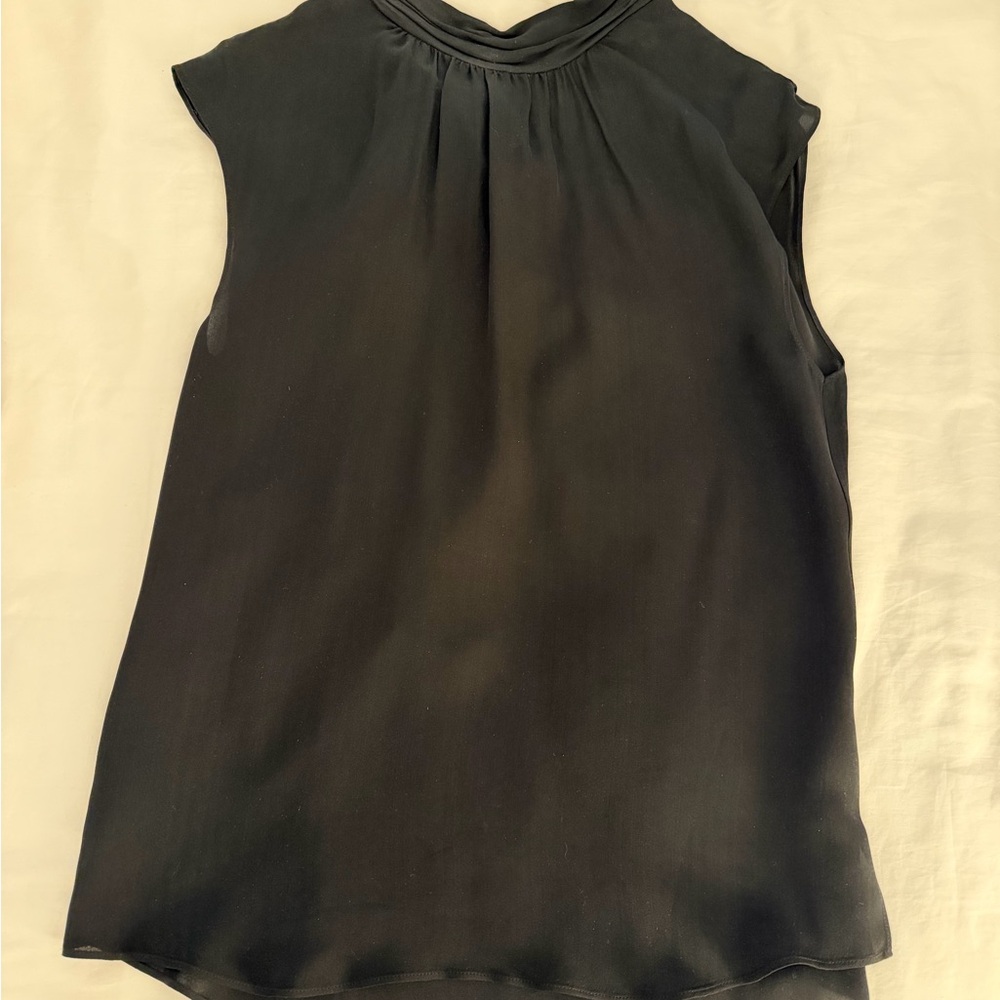 Veronica Beard Black Sleeveless Gathered-Neck Camisole